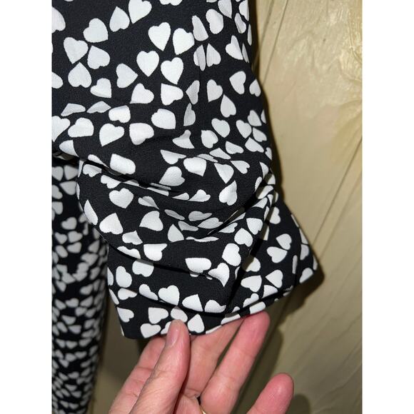 Premise Blazer Jacket Womens Large 12 Heart Print Ruched Elbow Valentine's Day - Picture 6 of 9